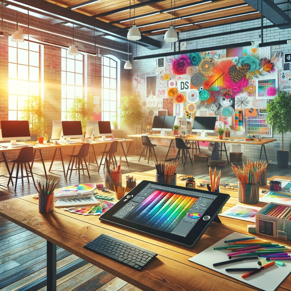 Oficina moderna para diseño gráfico